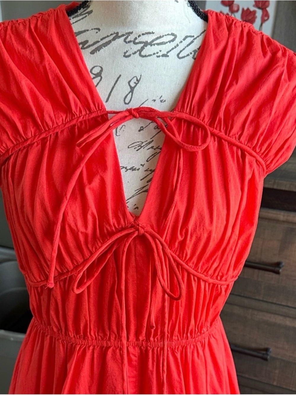 Taylor Bright Red Tie-Front Maxi Dress - Picture 2 of 4